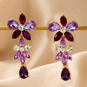 Fashionable Earring Geometric  colored  Diamond Long Dangle Brand New